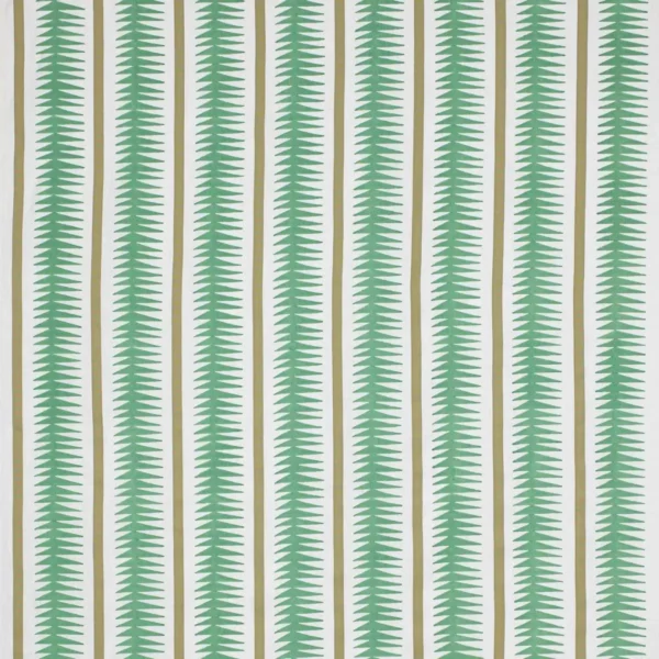 Rae Fabric - Green by green striped linen fabric from Jane Churchill