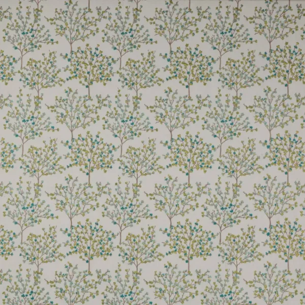 Blossom Tree Fabric - Lime / Aqua by green botanical embroideried fabric from Jane Churchill