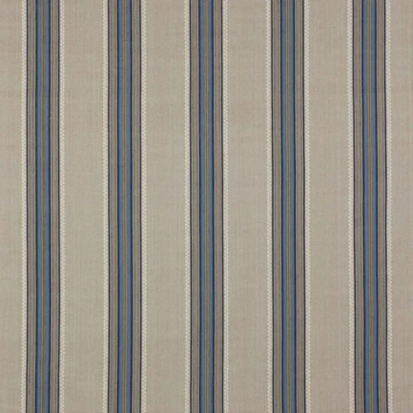 Indus Stripe Fabric - Blue / Stone by blue striped cotton fabric from Jane Churchill