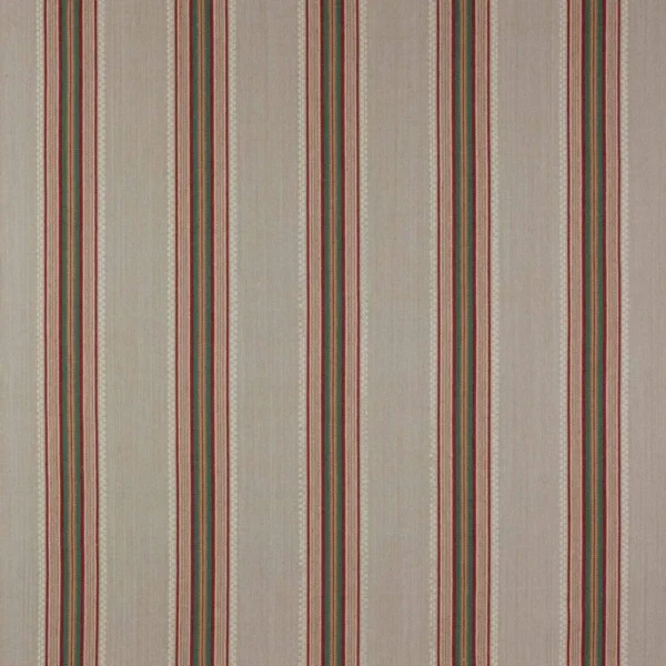 Indus Stripe Fabric - Red / Green by neutral striped cotton fabric from Jane Churchill