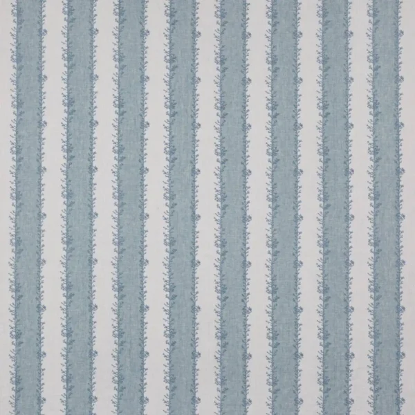 Rossie Fabric - Blue by blue striped embroideried fabric from Jane Churchill