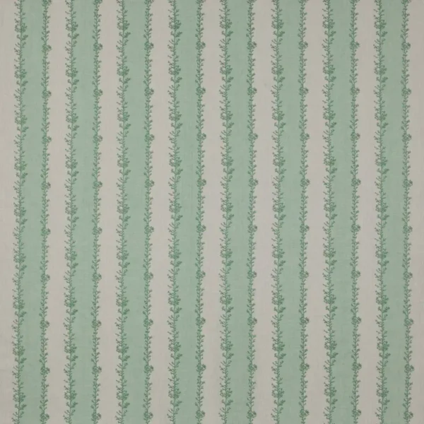 Rossie Fabric - Green by green striped embroideried fabric from Jane Churchill