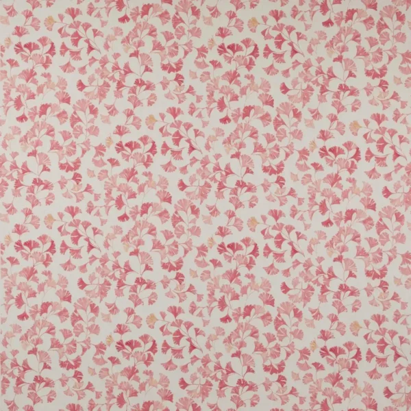 Laurette Fabric - Pink by red botanical cotton fabric from Jane Churchill