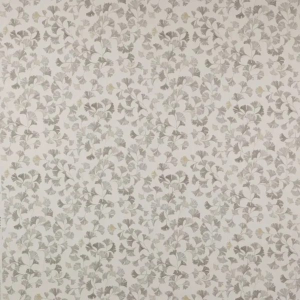 Laurette Fabric - Grey by black-grey botanical cotton fabric from Jane Churchill
