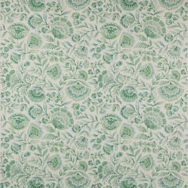 Casidy Fabric - Green by green botanical cotton fabric from Jane Churchill