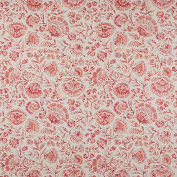 Casidy Fabric - Red by red botanical cotton fabric from Jane Churchill