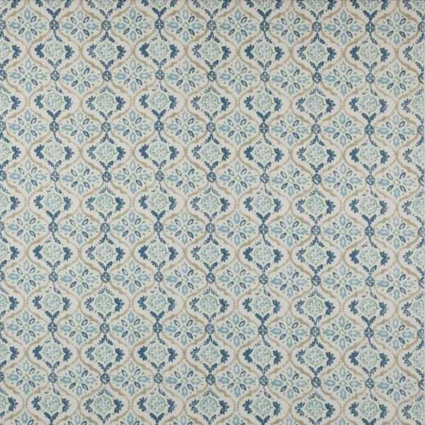 Haven Fabric - Blue by blue botanical cotton fabric from Jane Churchill