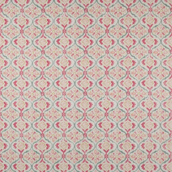Haven Fabric - Pink by red botanical cotton fabric from Jane Churchill