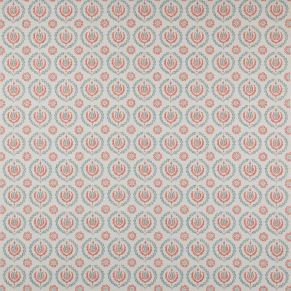 Kira Fabric - Coral / Slate by blue botanical cotton fabric from Jane Churchill