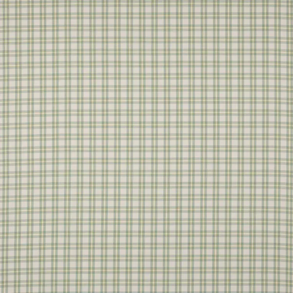 Blake Check Fabric - Aqua by blue checked cotton fabric from Jane Churchill