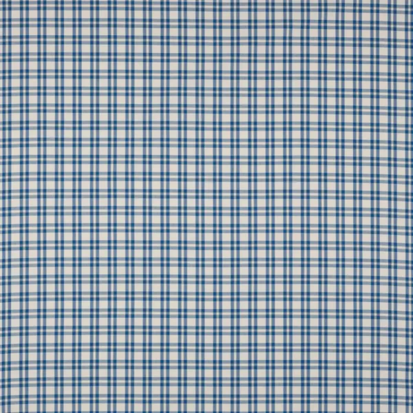 Blake Check Fabric - Cobalt by blue checked cotton fabric from Jane Churchill