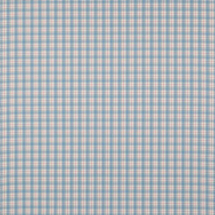 Barlow Check Fabric - Soft Blue / Red swatch
