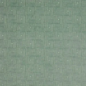 green geometric velvet-chenille fabric from Jane Churchill