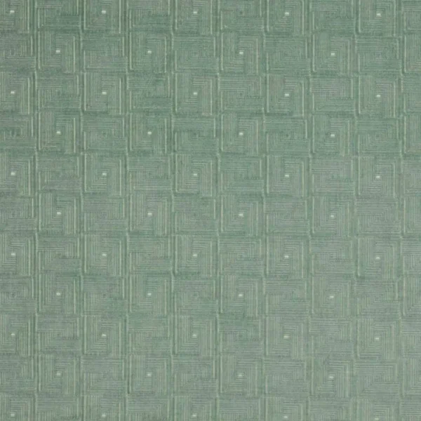 Orson Fabric - Aqua by green geometric velvet-chenille fabric from Jane Churchill