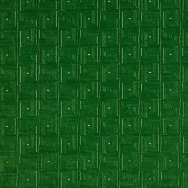 Orson Fabric - Emerald by green geometric velvet-chenille fabric from Jane Churchill