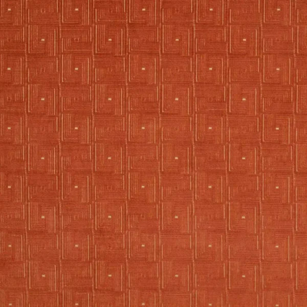 Orson Fabric - Copper by orange geometric velvet-chenille fabric from Jane Churchill