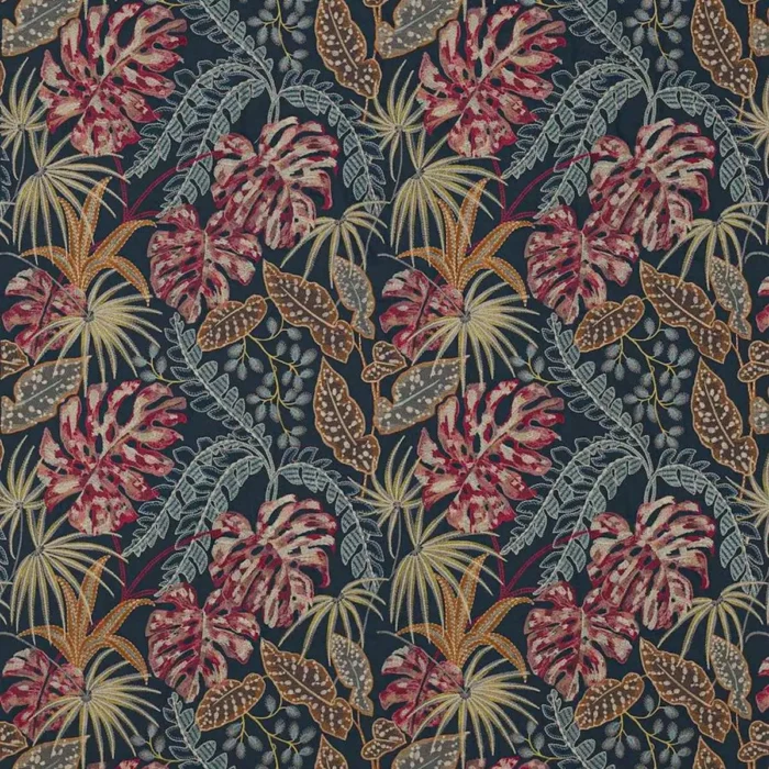 Rousseau Fabric - Navy / Red swatch