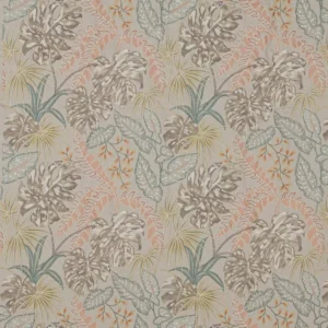 multicolour botanical embroideried fabric from Jane Churchill