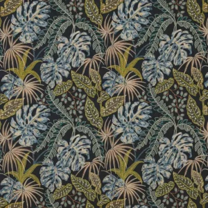 blue botanical embroideried fabric from Jane Churchill