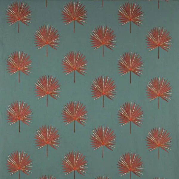 orange botanical embroideried fabric from Jane Churchill