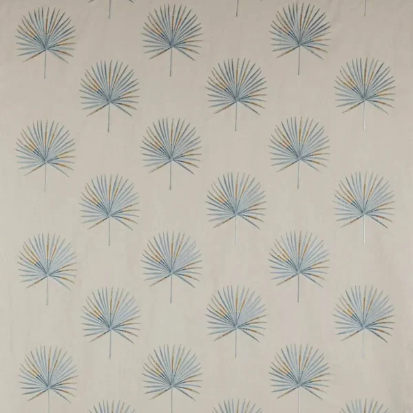 Fortunei Fabric - Blue by blue botanical embroideried fabric from Jane Churchill