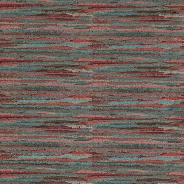 Lanata Fabric - Aqua / Pink by multicolour striped embroideried fabric from Jane Churchill