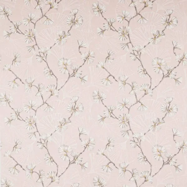 Snow Flower Fabric - Pink by pink botanical linen fabric from Jane Churchill