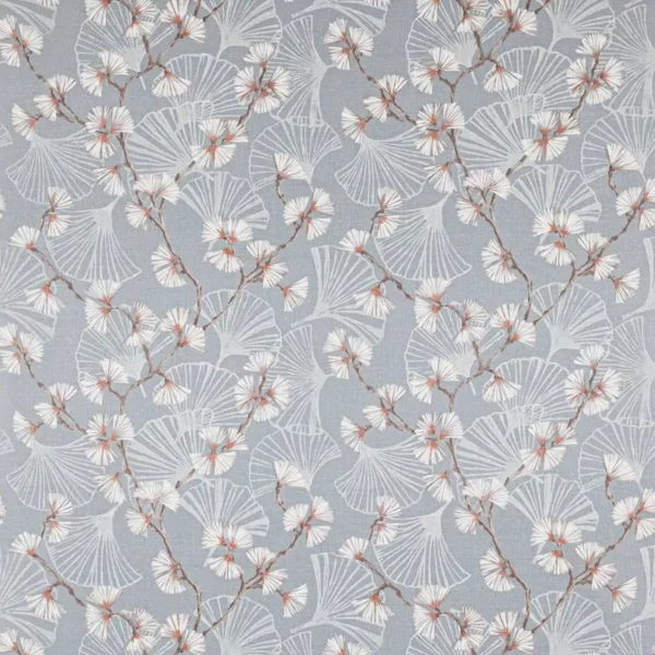 Snow Flower Fabric - Slate Blue by blue botanical linen fabric from Jane Churchill