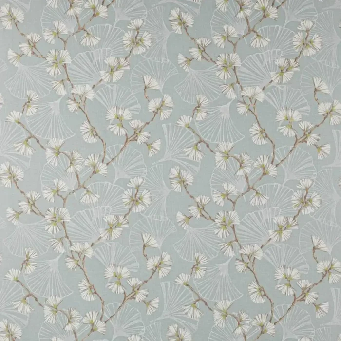 Snow Flower Fabric - Aqua / Lime swatch