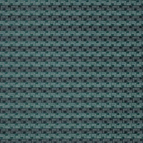 Floyd Fabric - Teal by blue geometric velvet-chenille fabric from Jane Churchill