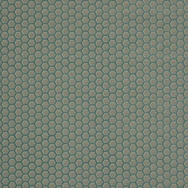 Axel Fabric - Aqua by blue geometric velvet-chenille fabric from Jane Churchill