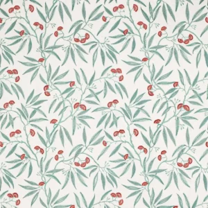 green botanical embroideried fabric from Jane Churchill