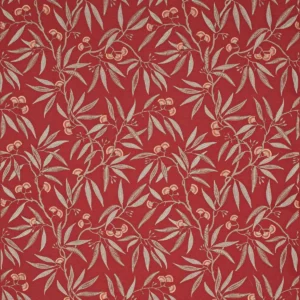 red botanical embroideried fabric from Jane Churchill