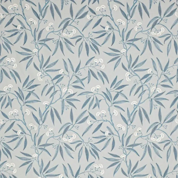 Silverwood Fabric - Duck Egg by blue botanical embroideried fabric from Jane Churchill