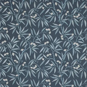 blue botanical embroideried fabric from Jane Churchill