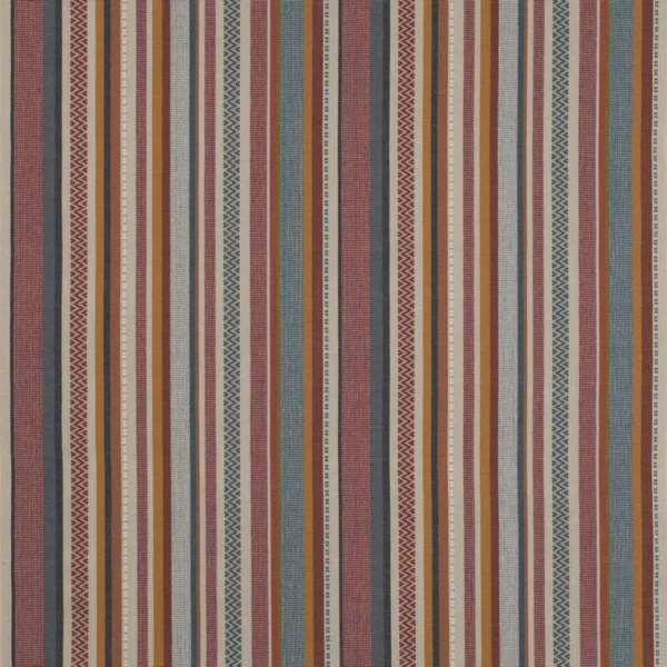 Cabrera Stripe Fabric - Red / Blue by multicolour striped cotton fabric from Jane Churchill