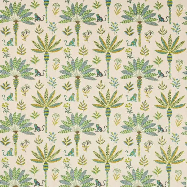Zanzibar Fabric - Green by green botanical embroideried fabric from Jane Churchill