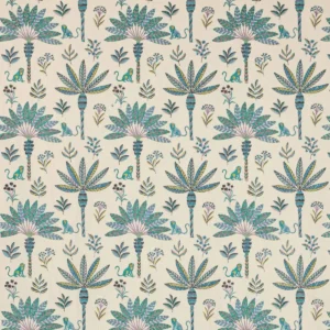 blue botanical embroideried fabric from Jane Churchill