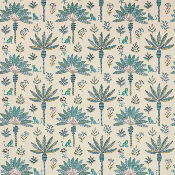 Zanzibar Fabric - Blue by blue botanical embroideried fabric from Jane Churchill