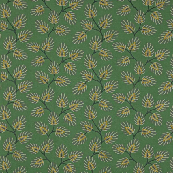 Peacock Leaf Fabric - Green by green botanical embroideried fabric from Jane Churchill