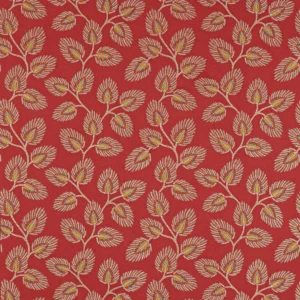 red botanical embroideried fabric from Jane Churchill