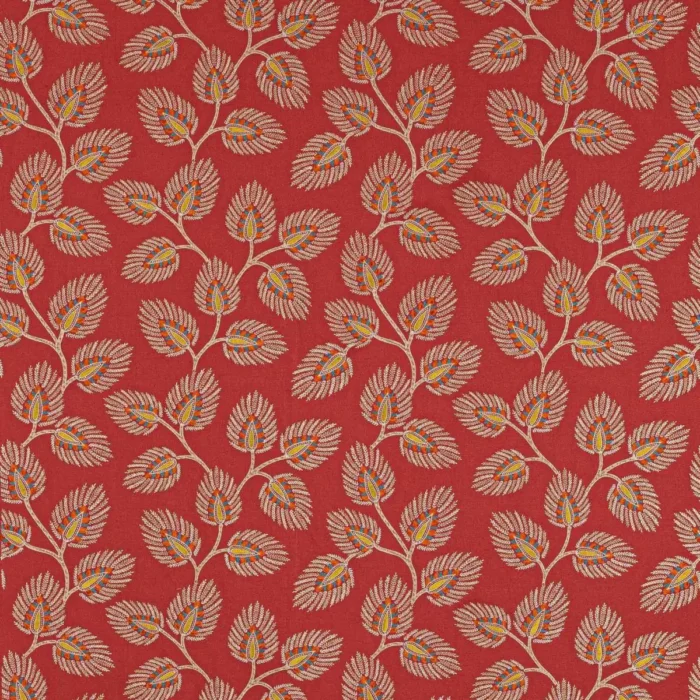 Peacock Leaf Fabric - Red swatch
