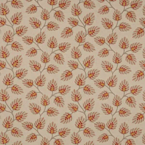 orange botanical embroideried fabric from Jane Churchill