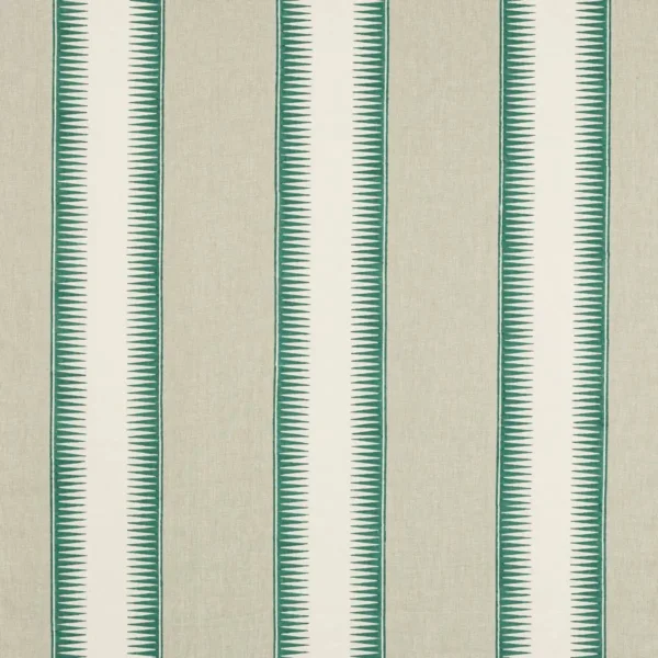 Ezra Stripe Fabric - Teal by green striped linen fabric from Jane Churchill