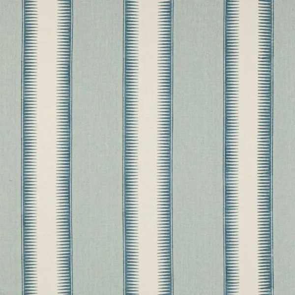 Ezra Stripe Fabric - Blue by blue striped linen fabric from Jane Churchill