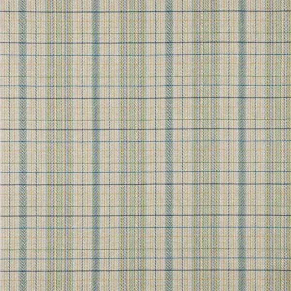 Oxana Check Fabric - Navy / Green by green checked woven fabric from Jane Churchill