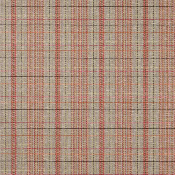 Oxana Check Fabric - Charcoal / Pink by pink checked woven fabric from Jane Churchill
