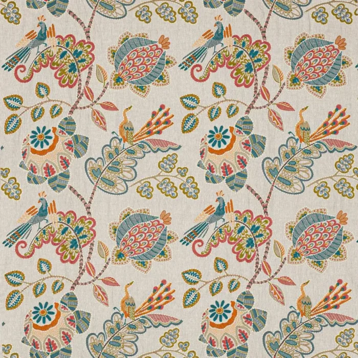 Paradiso Fabric - Tomato / Slate swatch