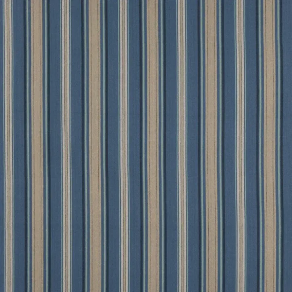 Tango Fabric - Blue by blue striped cotton fabric from Jane Churchill
