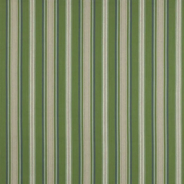 Tango Fabric - Green by green striped cotton fabric from Jane Churchill